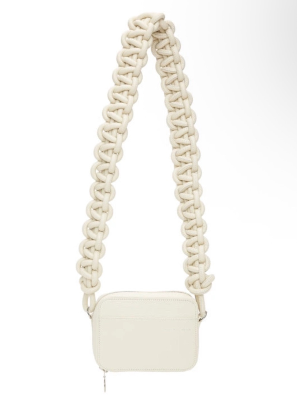 KARA New York Off White Cobra Bag Silver Trim Crossbody Knotted Leather Strap